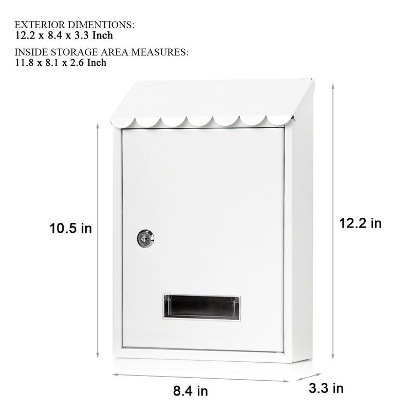 Jssmst Mailboxes Wall Mount with Key Lock â€“ Jssmst Small Mail Boxes Horizontal, 12.2 x 8.3 x 3.05 Inch, White New - Image 4